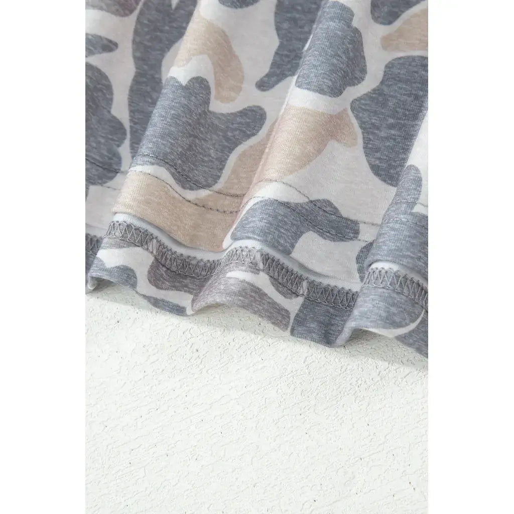 Multicolour Retro Camouflage Print Womens Casual T Shirt