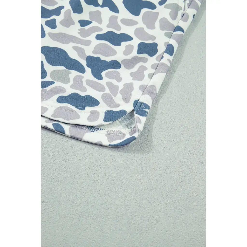 Multicolour Zip up Tee and Short Plus Size Camo Set