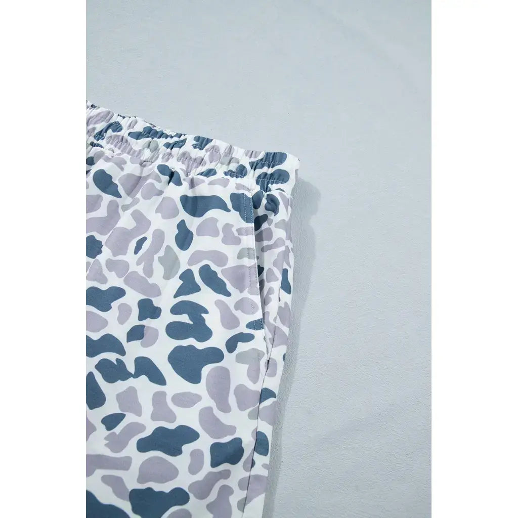 Multicolour Zip up Tee and Short Plus Size Camo Set