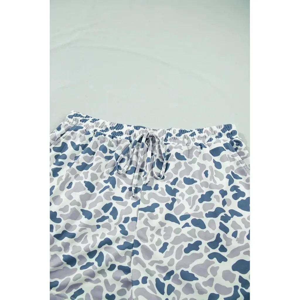 Multicolour Zip up Tee and Short Plus Size Camo Set