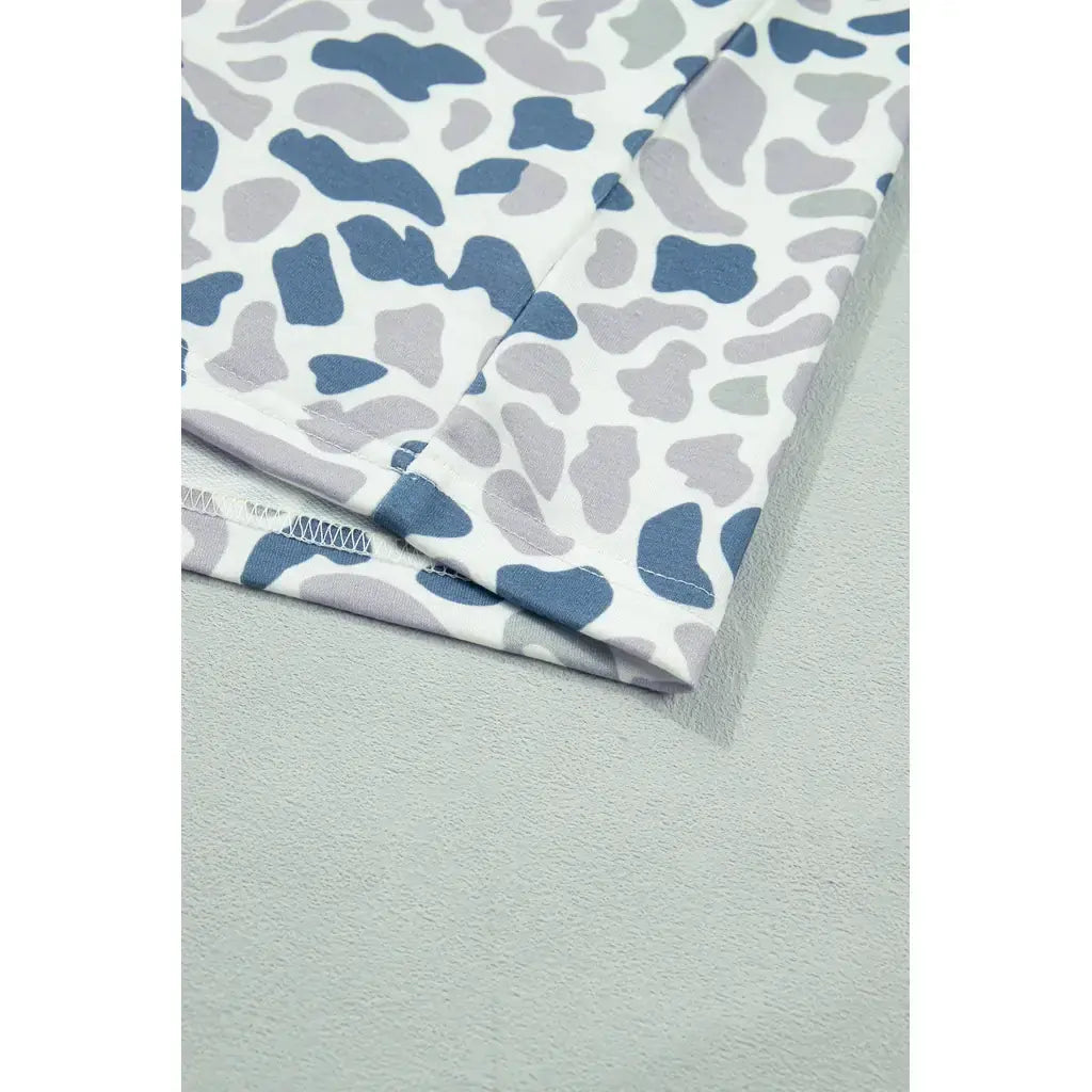 Multicolour Zip up Tee and Short Plus Size Camo Set