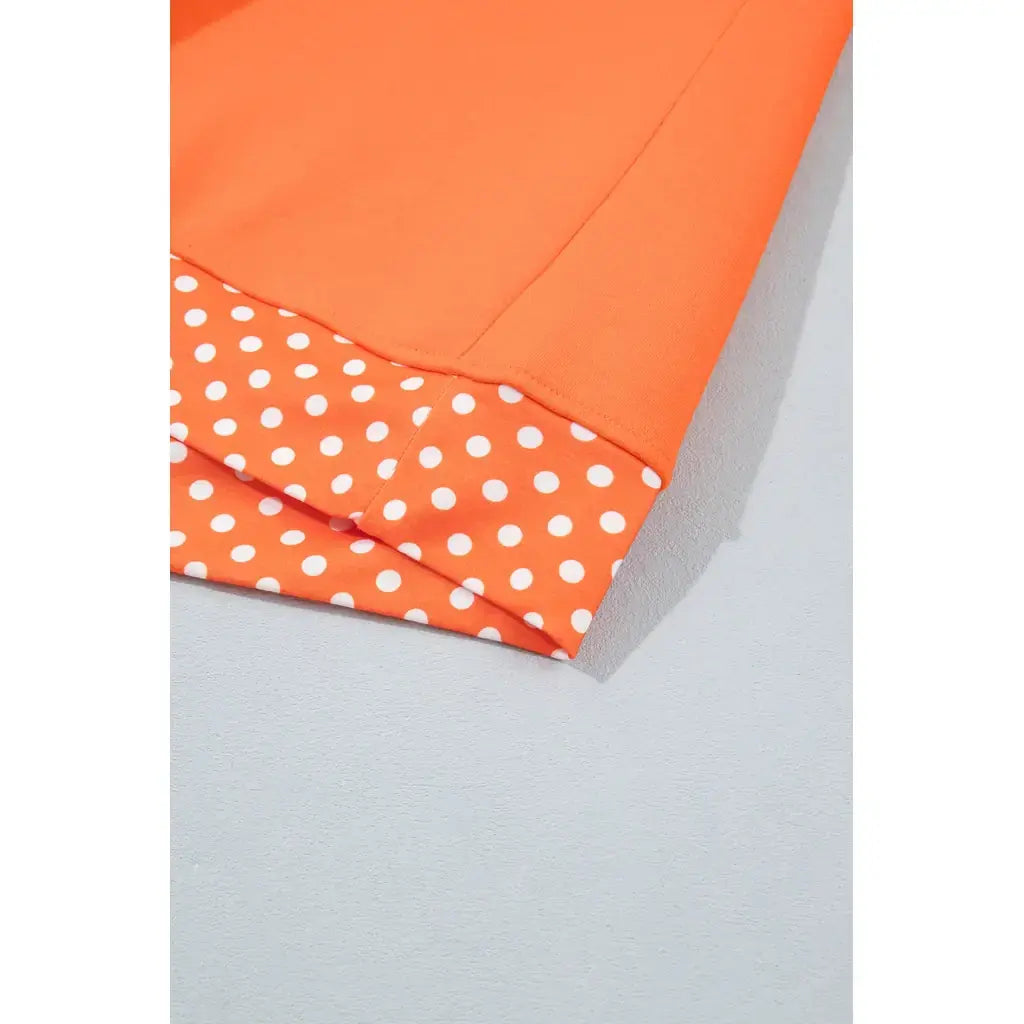 Orange Colorblock Polka Dot Contrast Trim Oversized Sweatshirt