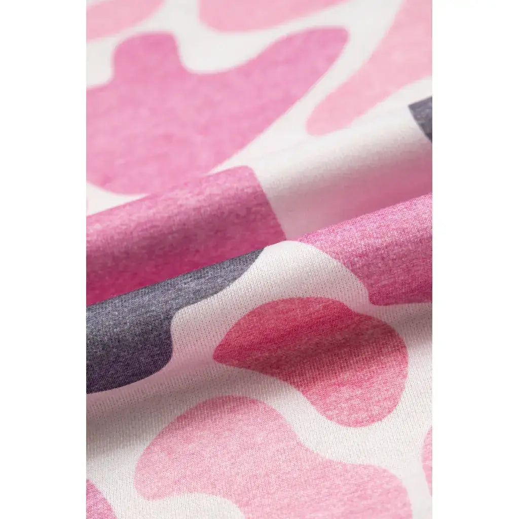 Pink Camo Print Howdy Western Style Baggy Pullover Sweatshirt