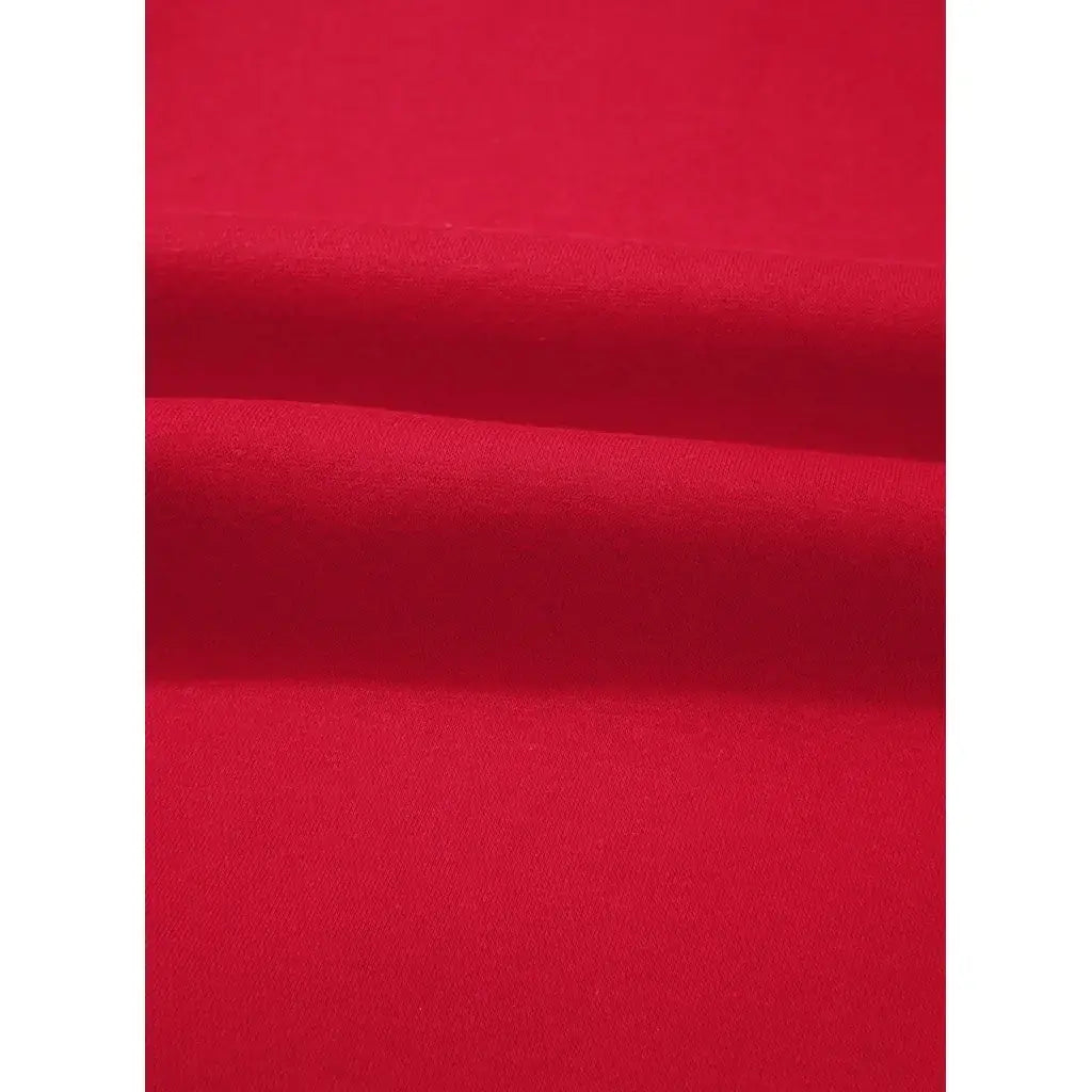 Racing Red Polka Dot Patchwork Round Neck Plus Size Sweatshirt