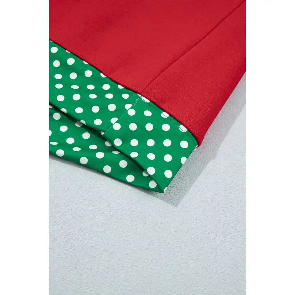 Racing Red Polka Dot Trim Baggy Pullover 2pcs Short Set