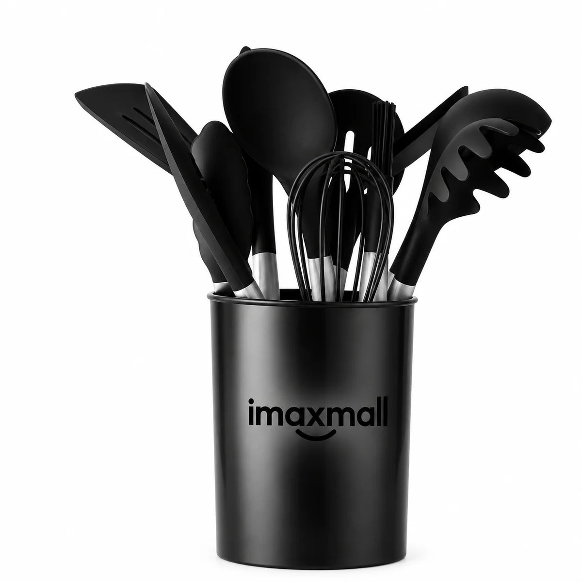 Black Kitchen Utensil Set with Holder – Multi-Purpose Cooking Tools for Kitchen & Dining