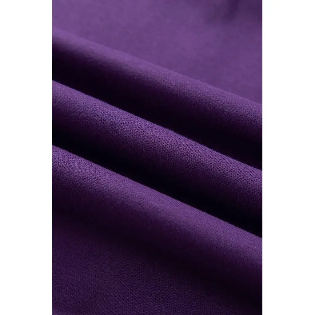 Tillandsia Purple Polka Dot Patchwork Round Neck Plus Size Sweatshirt