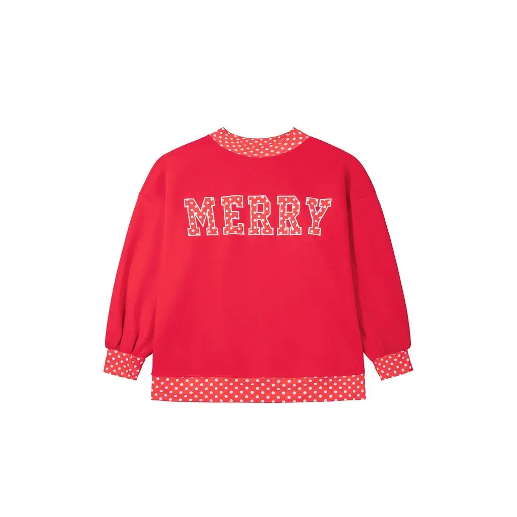 Tomato Red Casual Polka Dot Patchwork Letter Graphic Plus Size Sweatshirt