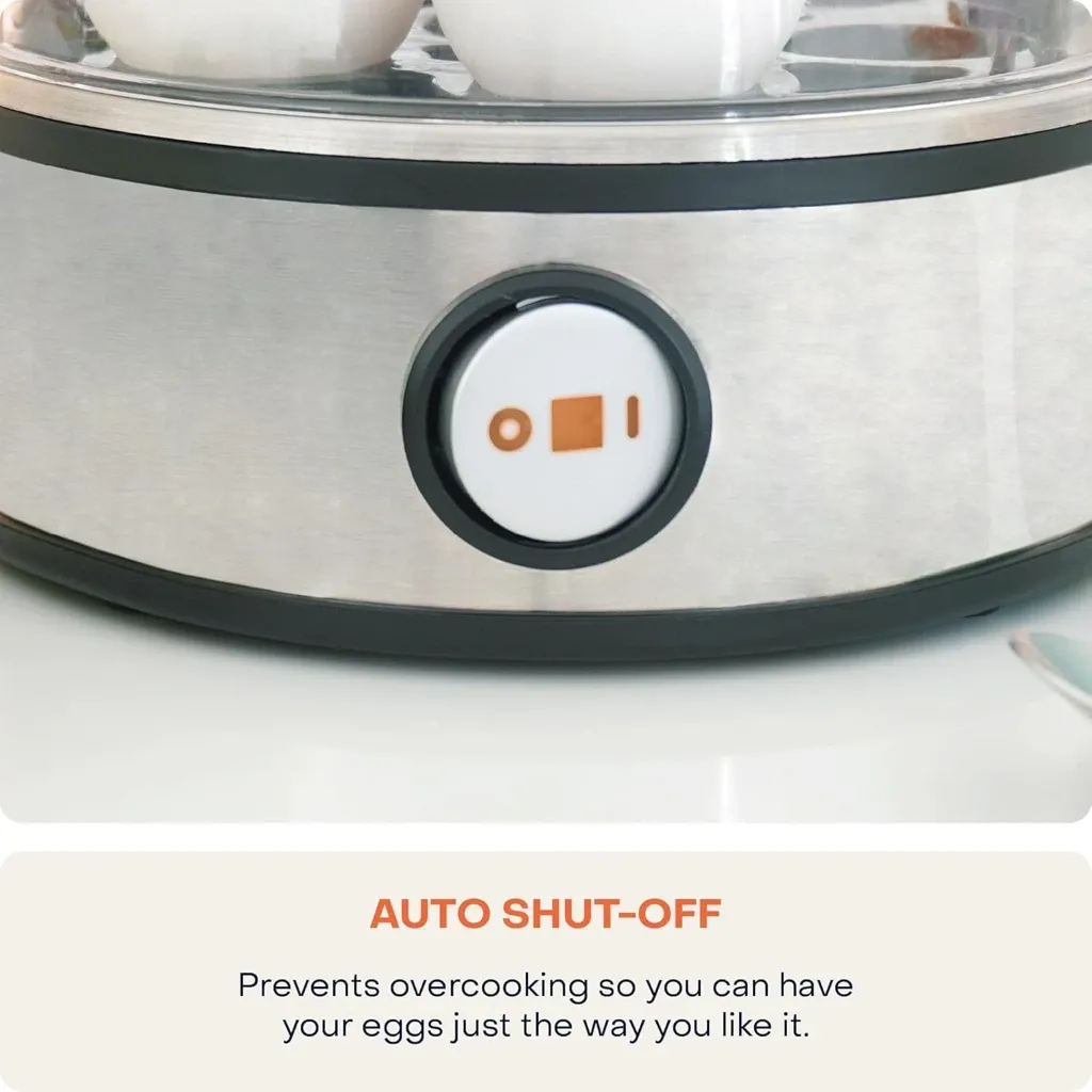 NutriCook Rapid Egg Cooker: Egg Capacity Electric Egg Cooker for Boiled Eggs, Poached Eggs, Scrambled Eggs, or Omelettes with Auto Shut Off Feature - Silver - Image 4