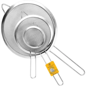 Sieves and Strainers Set - Metal Sieve Stainless Steel, Fine Mesh Strainer | Pack of Kitchen Mesh, Sive Cooking, Flour for Baking Rust Free Seive, Dishwasher Safe SIV, Colander