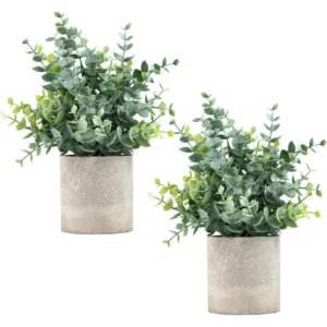 Pack Small Fake Plants Eucalyptus Potted Artificial Plants for Shelf Desk Home Bathroom Farmhouse Room Coffee Table Decor (Sage Green)