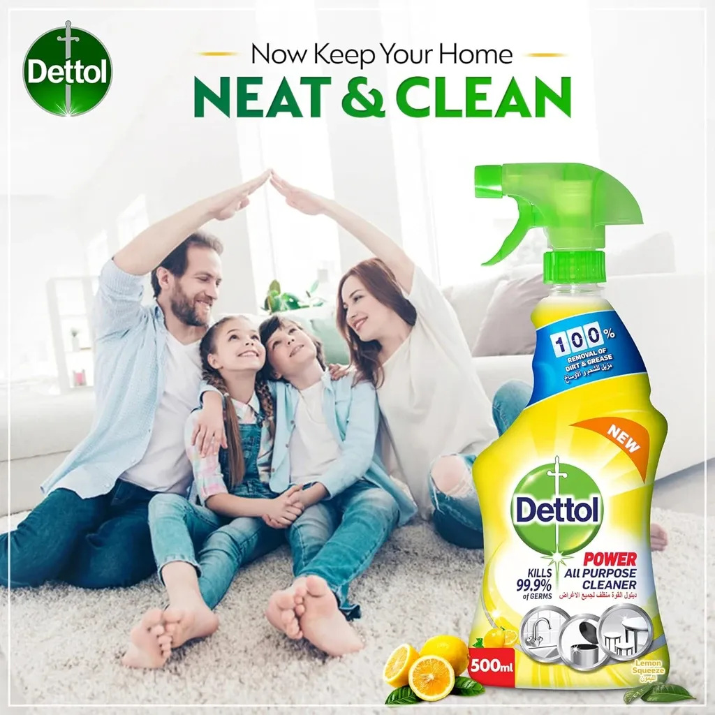 Dettol All Purpose Cleaner Spray Bottle, Lemon Scent + Dettol Kitchen Cleaner Spray Bottle, Orange Scent, ml x - Image 5