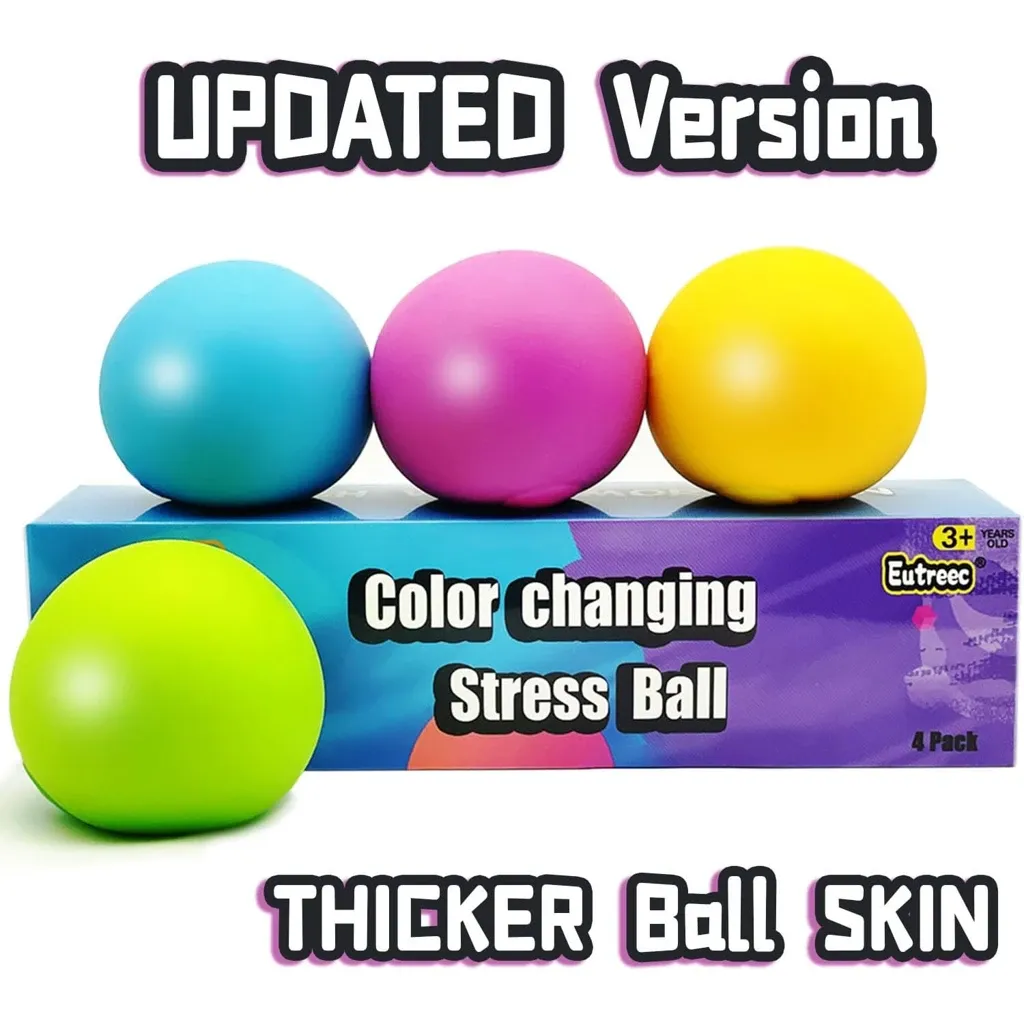 Stress Ball Toys Color Changing - Sensory Squeeze Toys Squishy Balls for Teens Kids and Adults Stress Relief Balls for Easter Stocking Party Bundle - Pack(Green/Yellow/Blue/Pink) - Image 2
