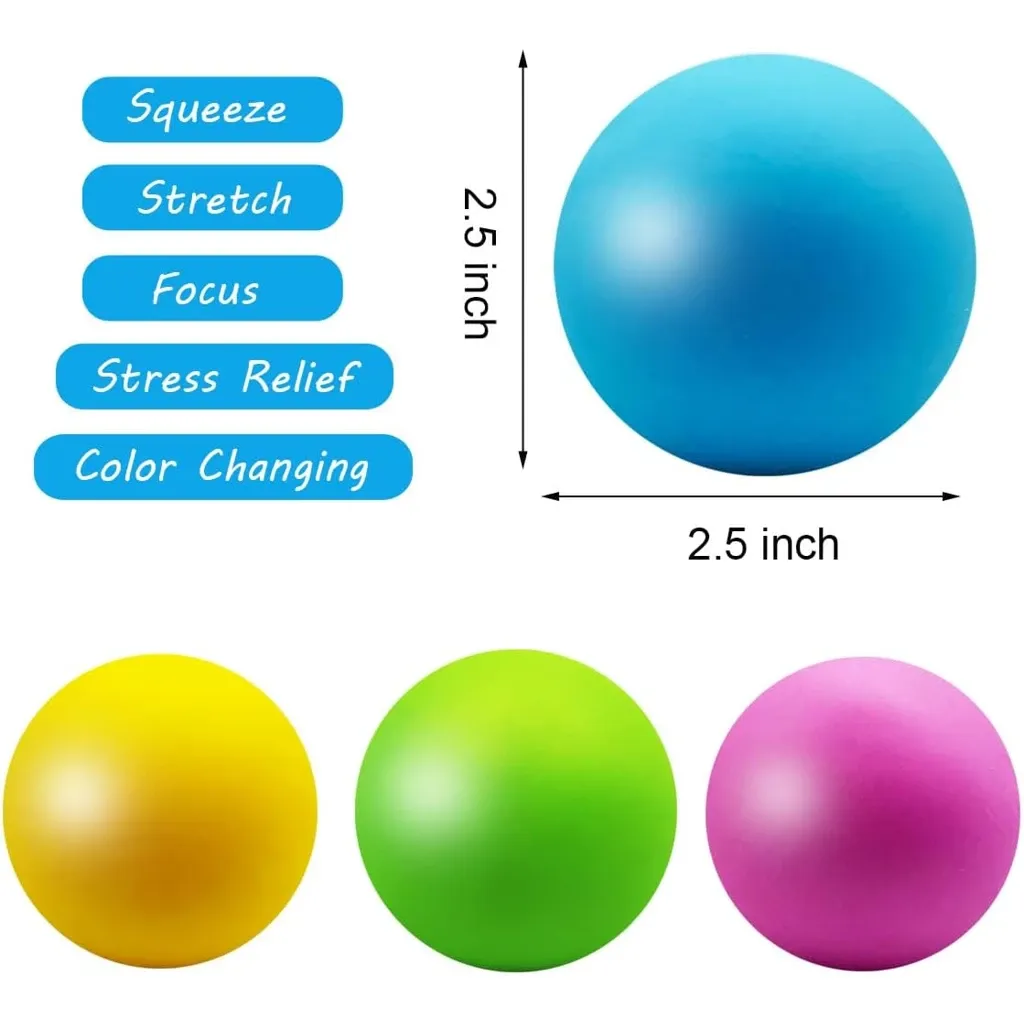 Stress Ball Toys Color Changing - Sensory Squeeze Toys Squishy Balls for Teens Kids and Adults Stress Relief Balls for Easter Stocking Party Bundle - Pack(Green/Yellow/Blue/Pink) - Image 4