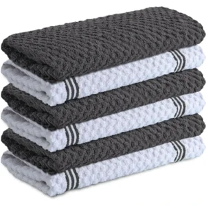 Infinitee Xclusives Premium Kitchen Towels - Pack of , % Cotton cm x cm Absorbent Dish Towels - GSM Tea Towel, Terry Kitchen Dishcloth Towels - Grey Dish Cloth for Household Cleaning