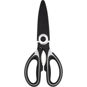 Royalford -IN- Kitchen Scissor- RF Includes Scissors, Perfect for cutting Fish, Meat, etc Dishwasher-Safe and Includes a Blade Protection Cover Black and Silver