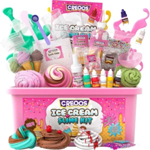 Creoos Ice Cream Slime Kit for Kids - Accessories Make Your Own Set - Toys for Girls Boys Birthday Gift - DIY Fluffy Clay Cloud Foam Squish Glitter Arts and Crafts