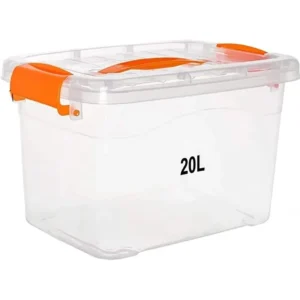 Premify L Clear Plastic Storage Box Large Stackable & Lockable Organizer Container with Lid for Home, Office, Kitchen & Garage Storage