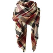 Winter Scarf For Women, Oversized Plaid Square Shawl Wrap 55x55 INCH Oversized Versatile Shawl Blanket, Ultra Soft Skin Friendly, Durable Lightweight Warmth, Chic Fringe, Ideal Gift