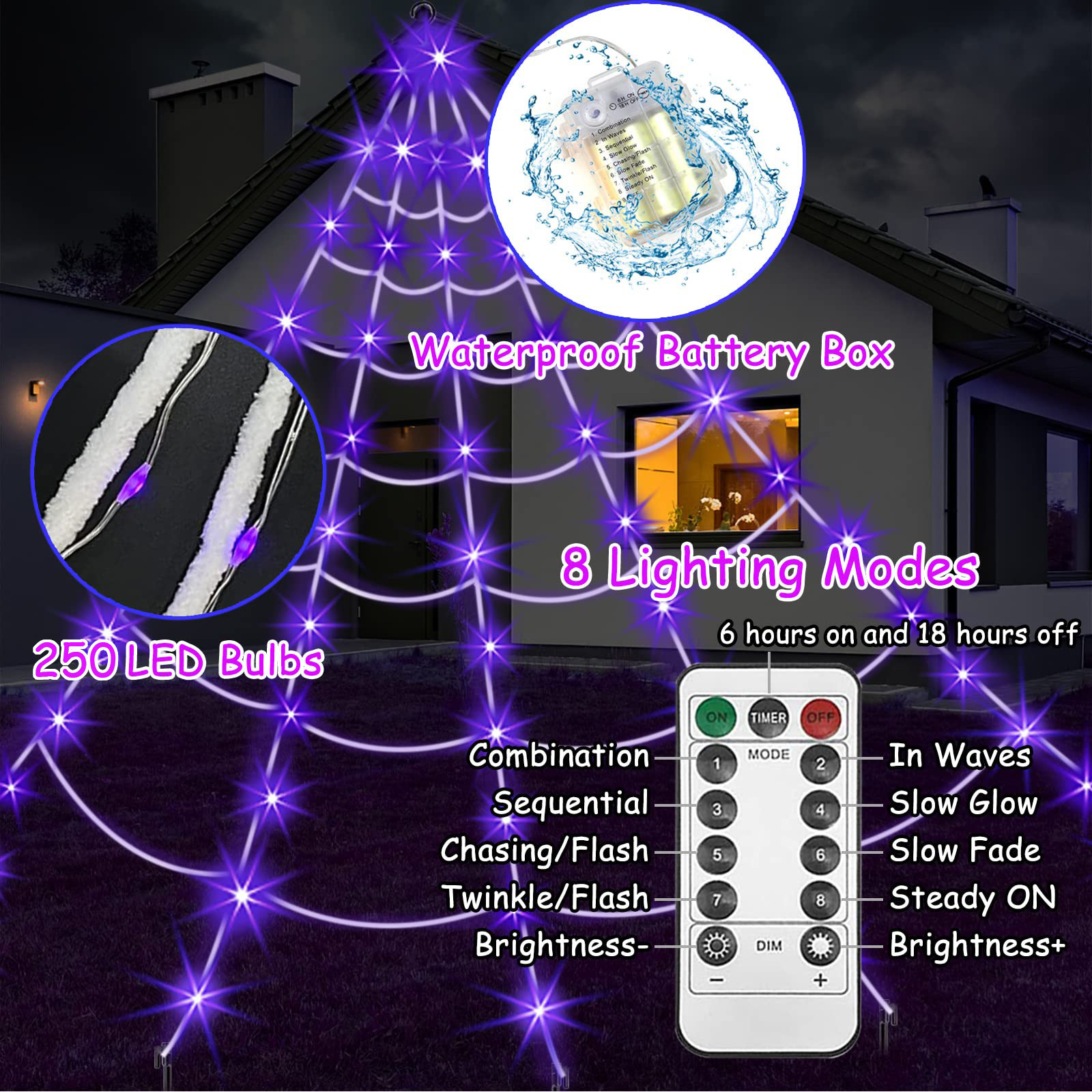 Halloween Spiderweb Triangle Light - LED Decorative Prop For Party Scene Setting And Holiday Atmosphere Creation - Image 2