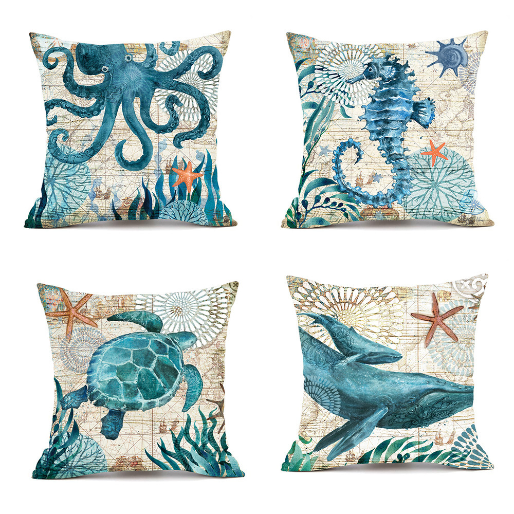Cushion Covers Sea Turtle Printed Throw Pillow Cases For Home Decor Sofa Chair Seat - Image 7
