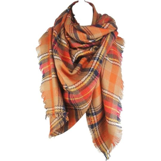 Plaid Fall Winter Blanket Scarf For Women Oversized Square Wrap, Soft Tartan Styling, Cozy Layering, Shawl Or Poncho Wear, Seasonal Gifts