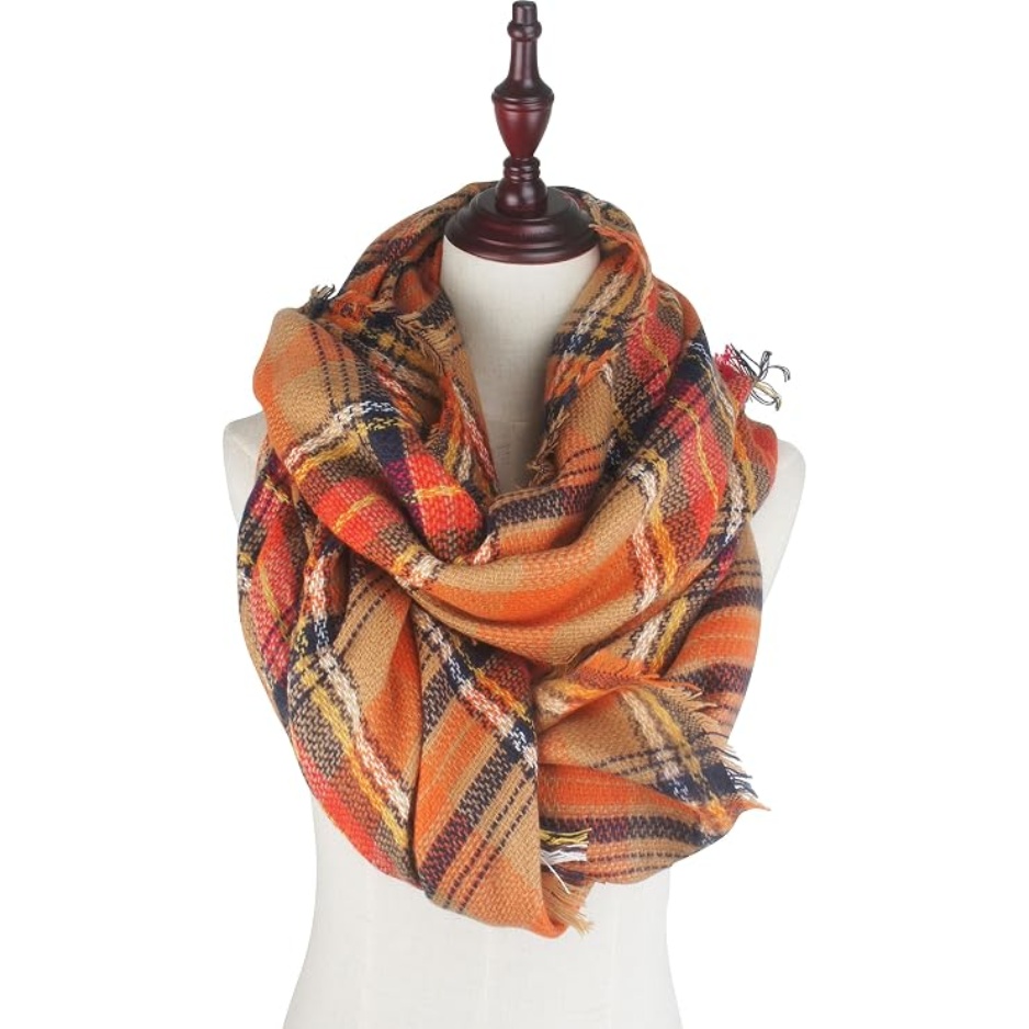 Plaid Fall Winter Blanket Scarf For Women Oversized Square Wrap, Soft Tartan Styling, Cozy Layering, Shawl Or Poncho Wear, Seasonal Gifts - Image 2