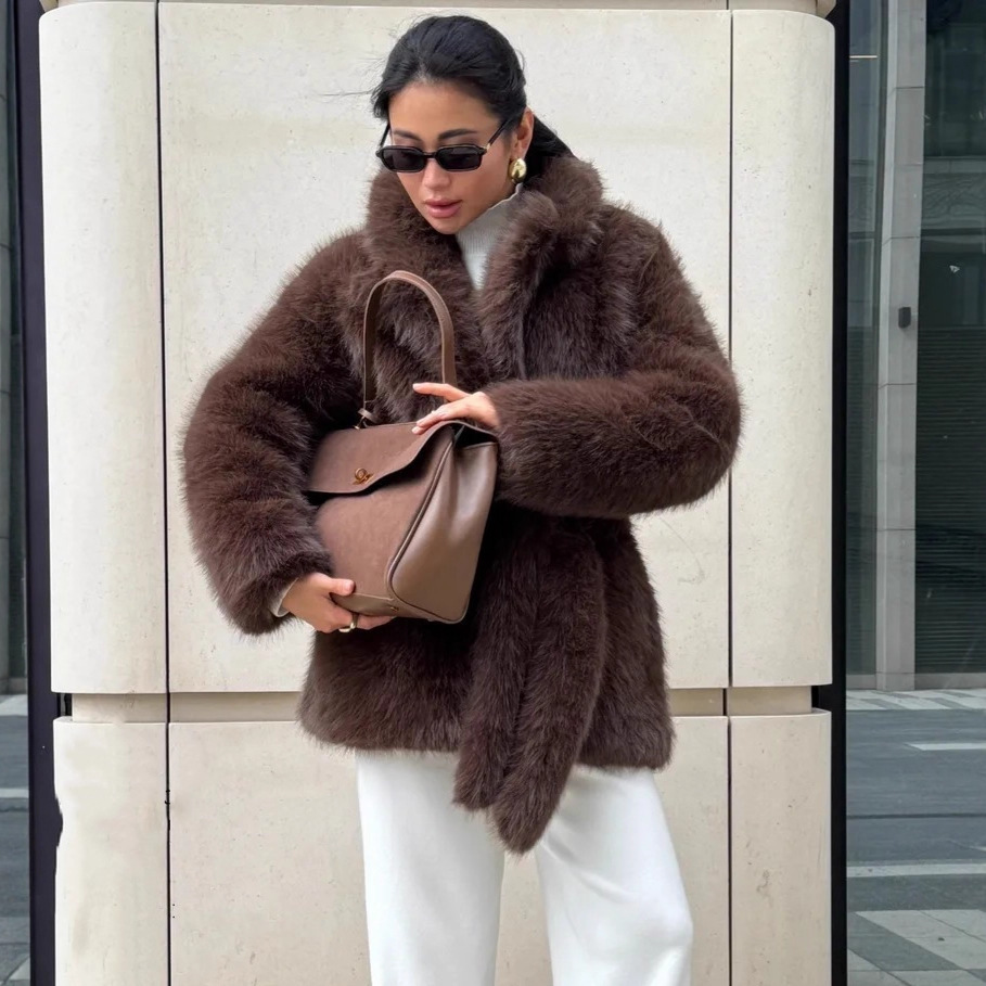 Mid-length Fox-fur Coat With A Belt