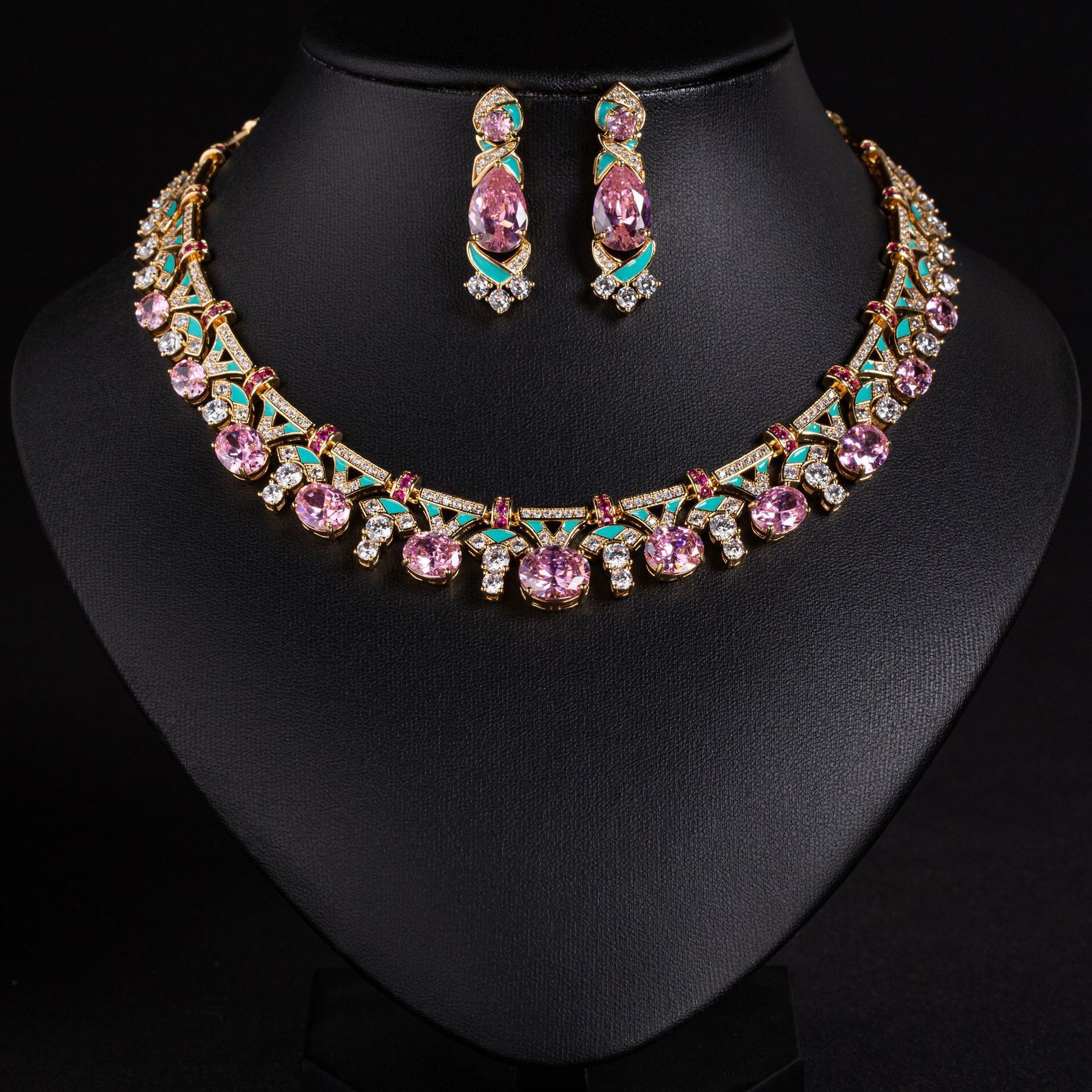 Cross-Border Same Price Necklace Irregular Pink Luxury Oil Dripping Craft High-End Women's Evening Clavicle Chain Jewelry For Women - Image 6