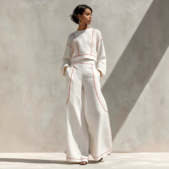 2026 New European And American Style Sleeveless Color-Block Stitching Wide-Leg Pants Set For Women, Summer Casual Fashion Two-Piece Set For Women