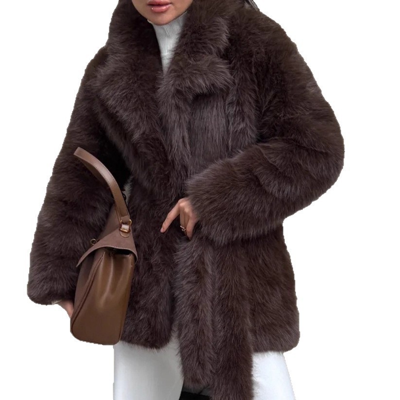 Mid-length Fox-fur Coat With A Belt - Image 5