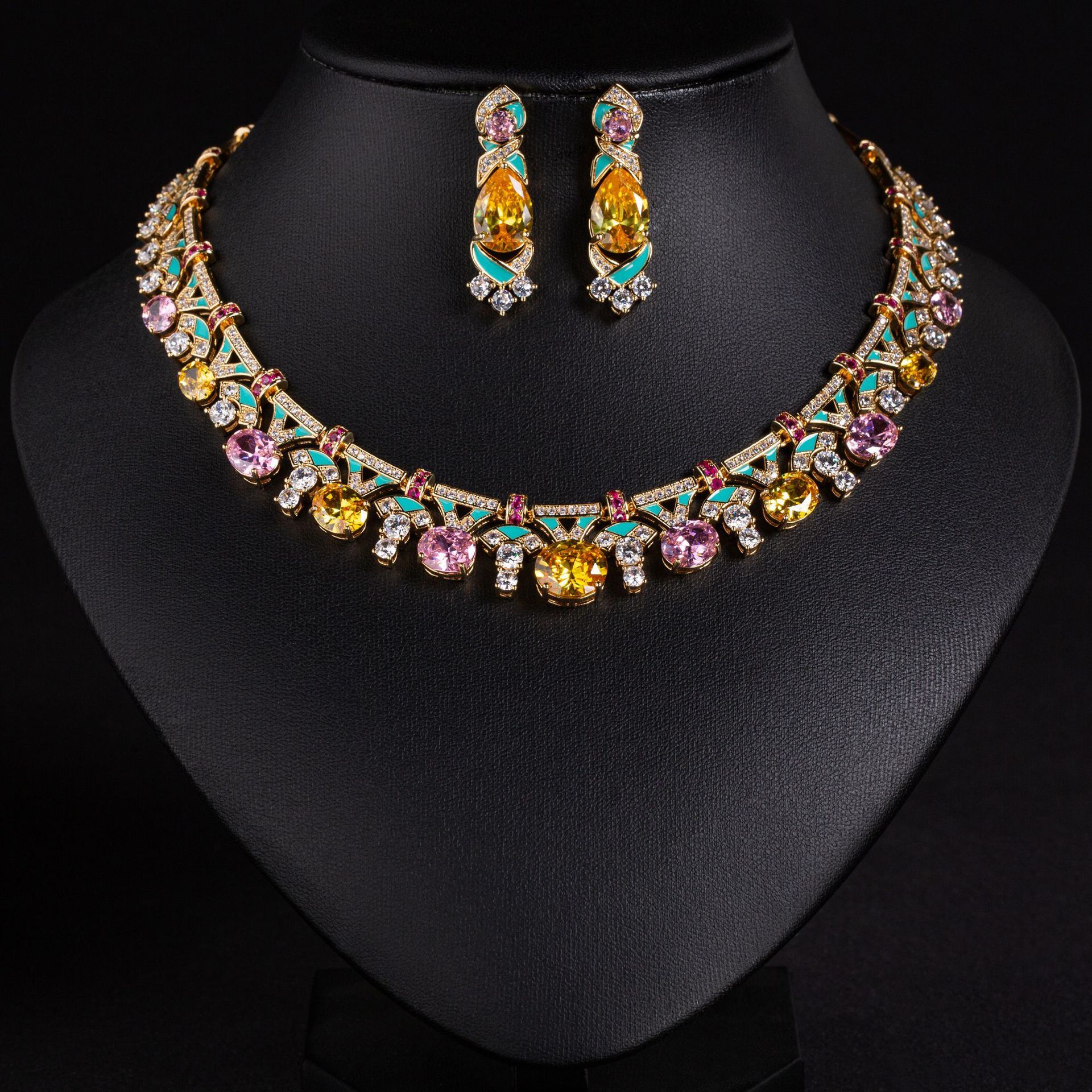 Cross-Border Same Price Necklace Irregular Pink Luxury Oil Dripping Craft High-End Women's Evening Clavicle Chain Jewelry For Women - Image 4