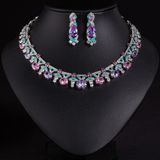 Cross-Border Same Price Necklace Irregular Pink Luxury Oil Dripping Craft High-End Women's Evening Clavicle Chain Jewelry For Women