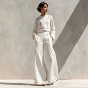 2026 New European And American Style Sleeveless Color-Block Stitching Wide-Leg Pants Set For Women, Summer Casual Fashion Two-Piece Set For Women