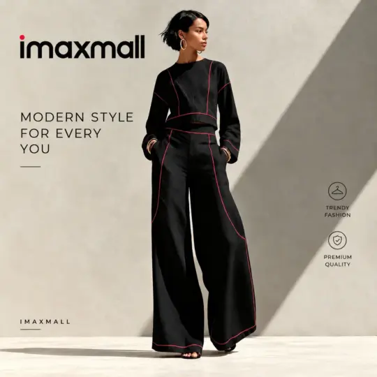 Sleeveless Color-Block Stitching Wide-Leg Pants Two-Piece Set For Women - Large - BLACK