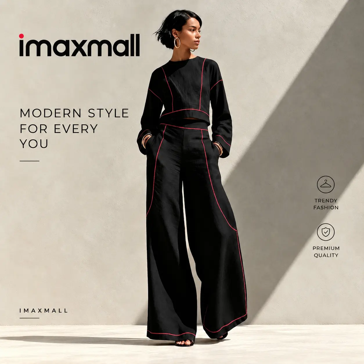 Sleeveless Color-Block Stitching Wide-Leg Pants Two-Piece Set For Women - Large - BLACK