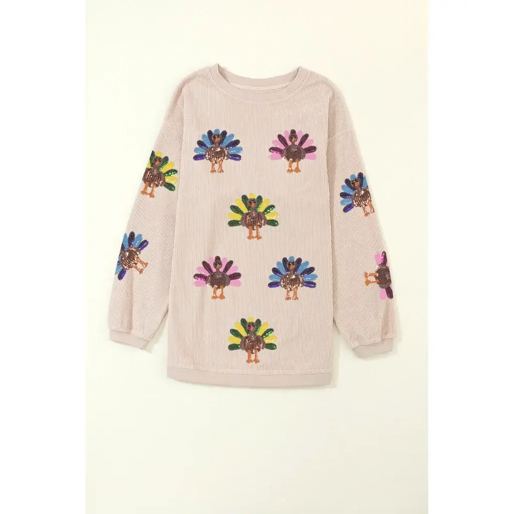 Apricot Turkey Graphic Corded Baggy Sweatshirt - Image 6