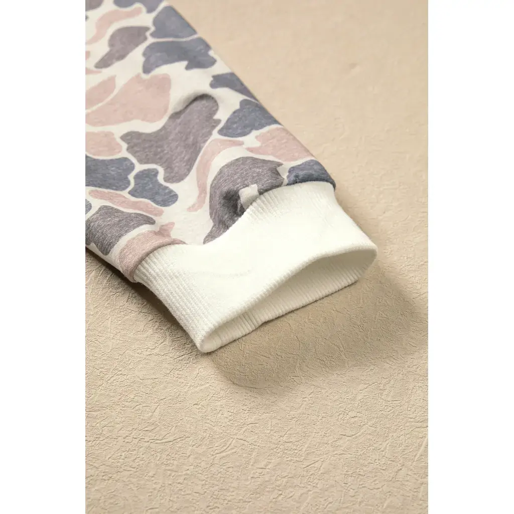 Beige Botanical Camo Print Long Sleeve Pocket Mini Dress - Image 6