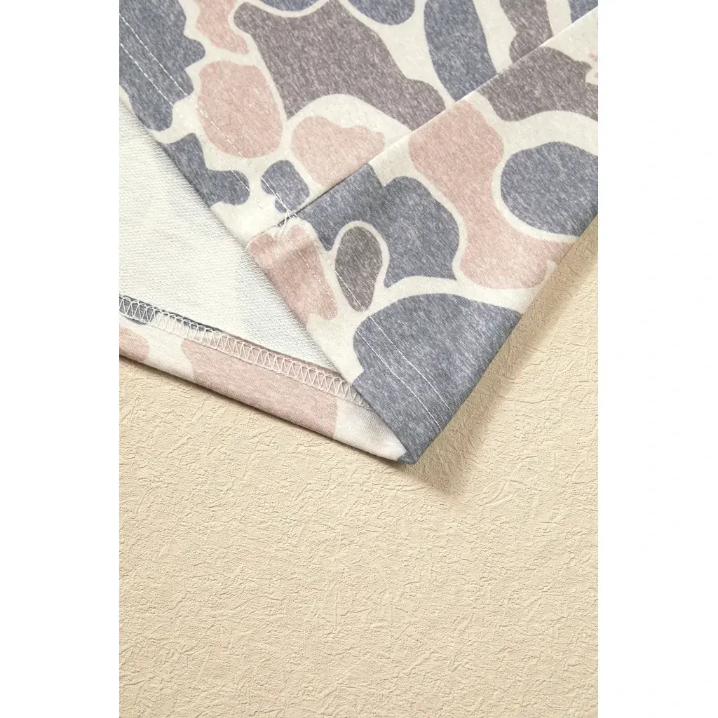 Beige Botanical Camo Print Long Sleeve Pocket Mini Dress - Image 7