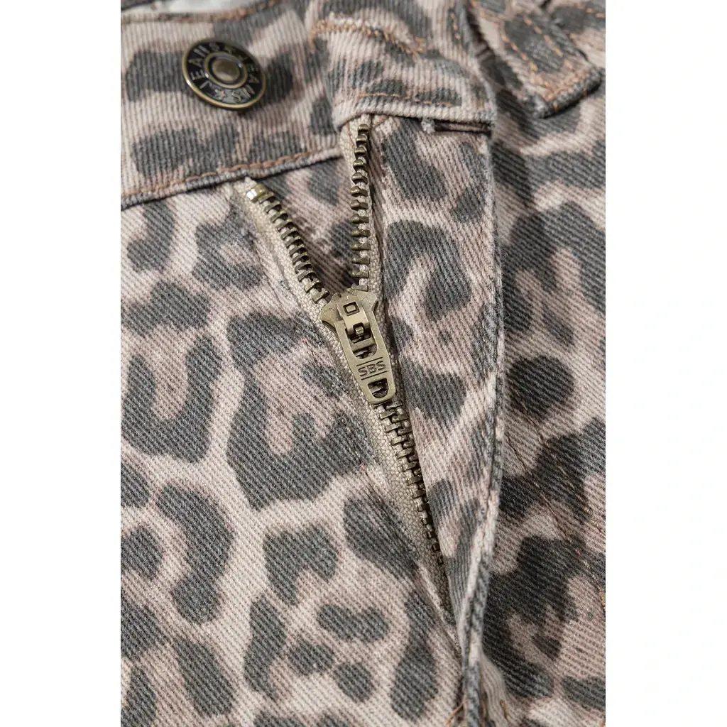 Brown Leopard Frayed Edge Wide Leg High Waist Jeans - Image 12