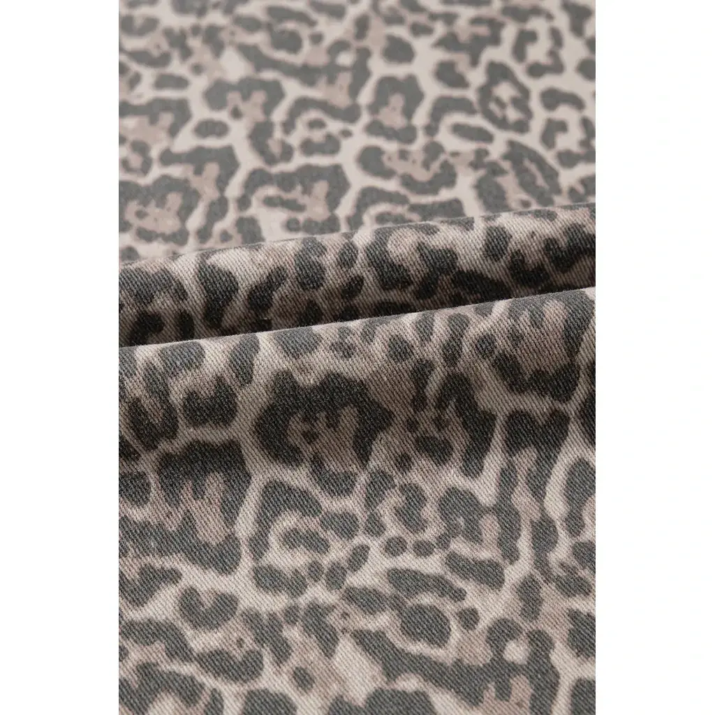 Brown Leopard Frayed Edge Wide Leg High Waist Jeans - Image 18