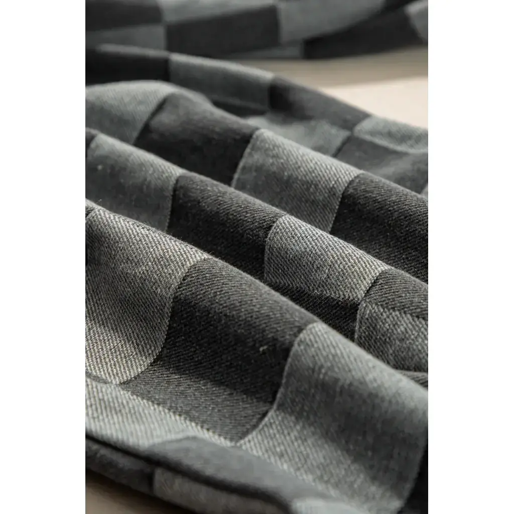 Dark Grey Checkered Denim Wide Leg Jeans - Image 9
