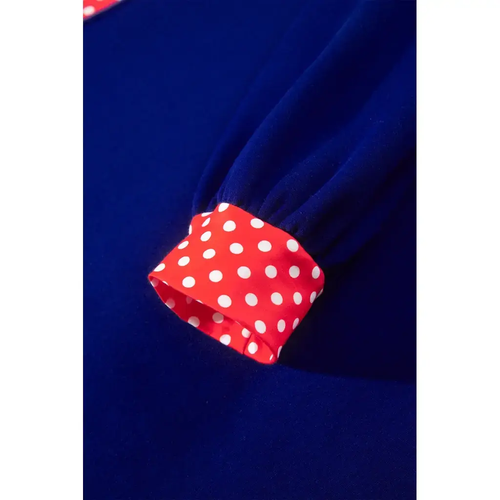 Dirty blue Colorblock Polka Dot Contrast Trim Oversized Sweatshirt - Image 6