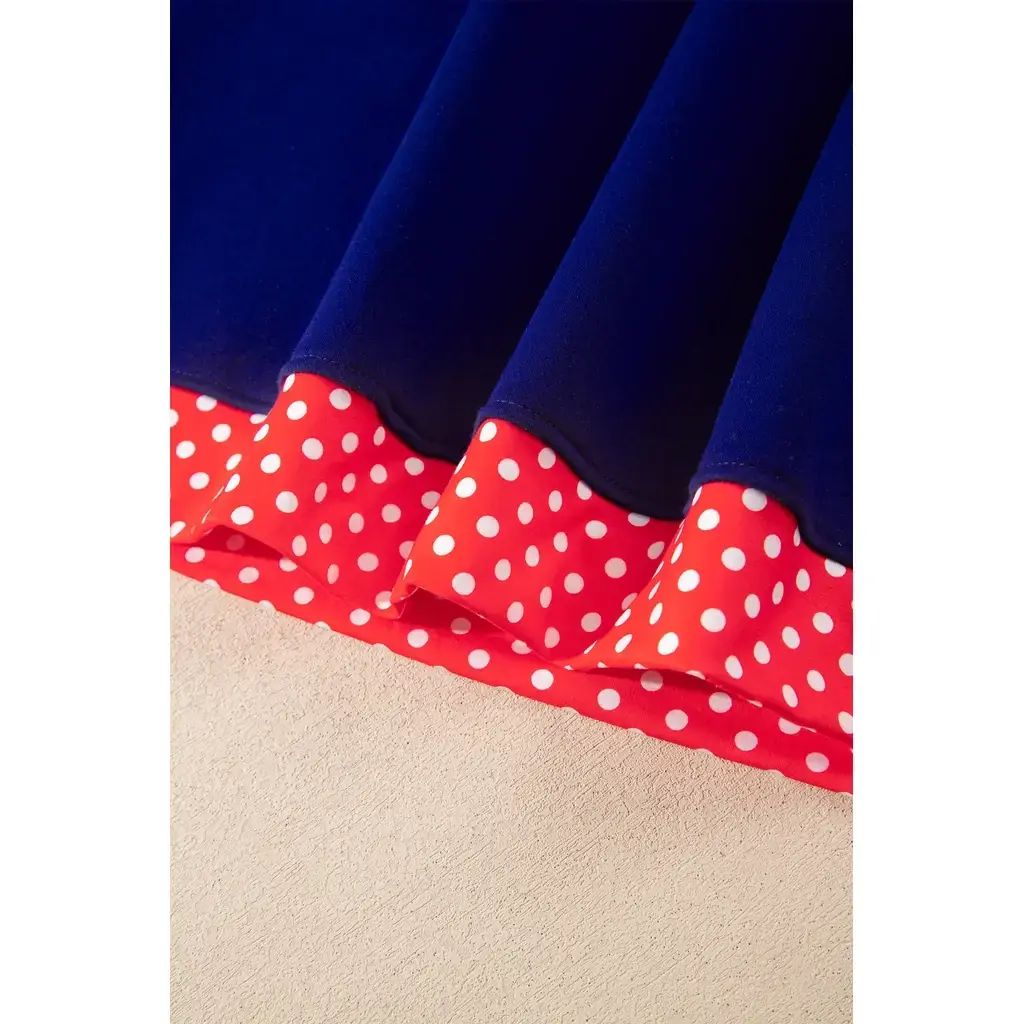 Dirty blue Colorblock Polka Dot Contrast Trim Oversized Sweatshirt - Image 7