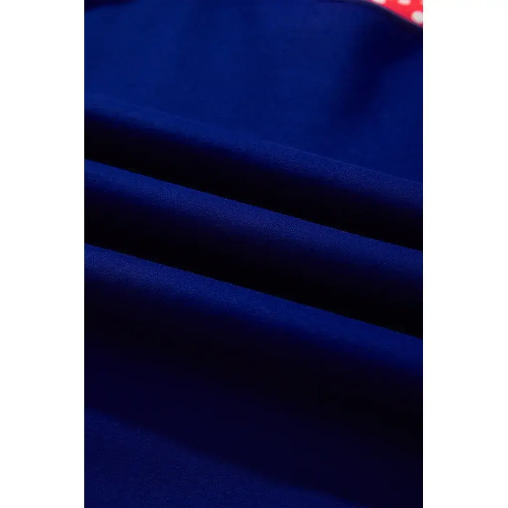 Dirty blue Colorblock Polka Dot Contrast Trim Oversized Sweatshirt - Image 8