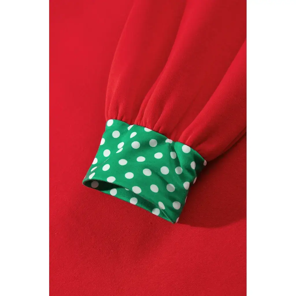 Fiery Red Casual Polka Dot Patchwork Letter Graphic Plus Size Sweatshirt - Image 6