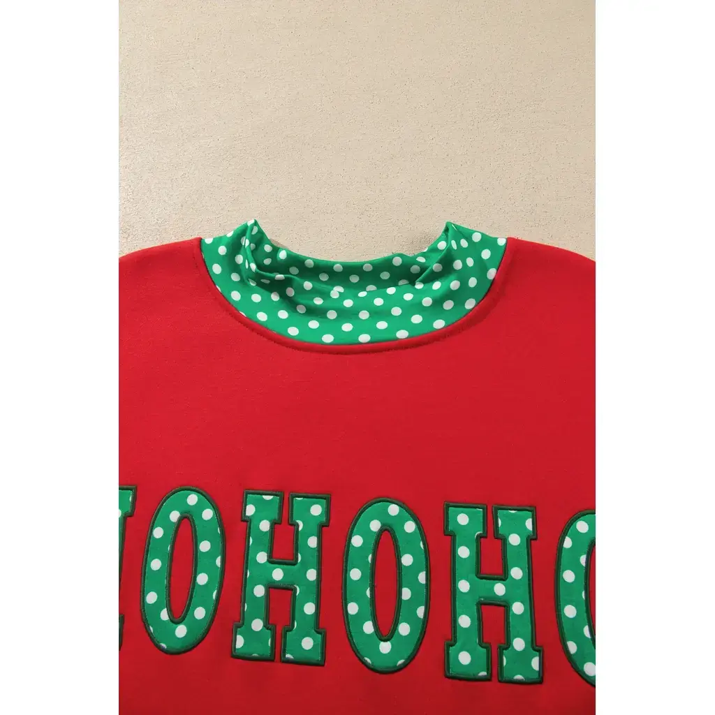 Fiery Red Casual Polka Dot Patchwork Letter Graphic Plus Size Sweatshirt - Image 7