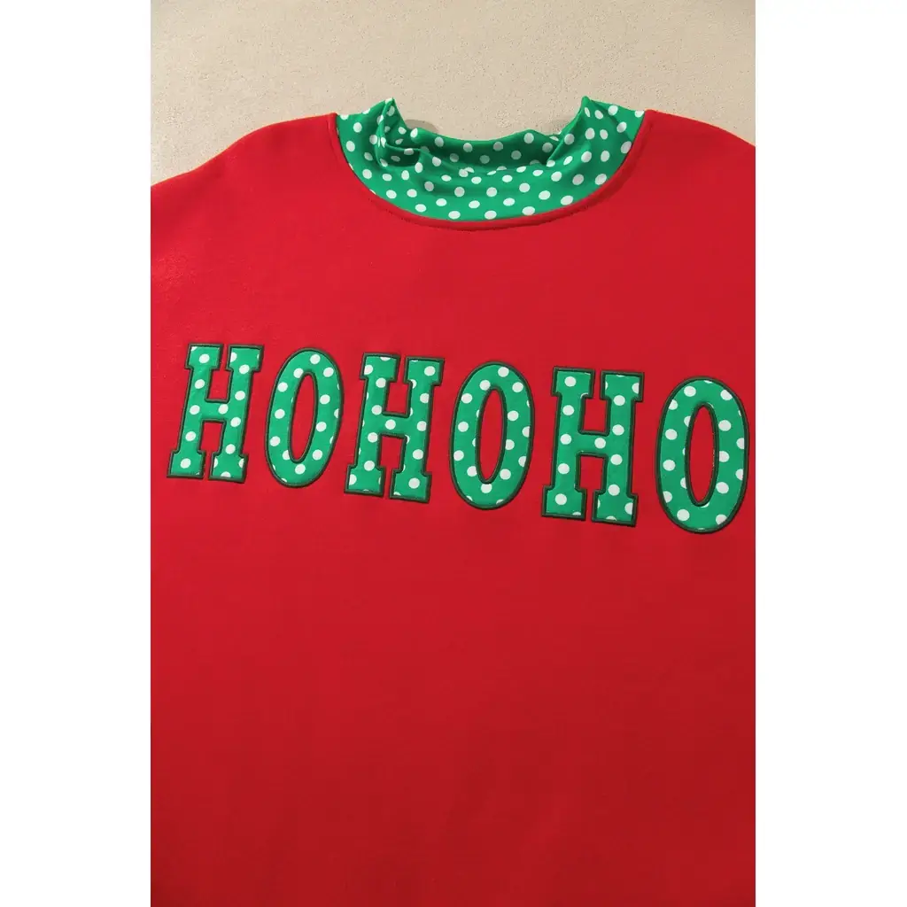 Fiery Red Casual Polka Dot Patchwork Letter Graphic Plus Size Sweatshirt - Image 8
