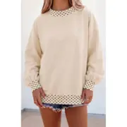 Jet Stream Colorblock Polka Dot Contrast Trim Oversized Sweatshirt