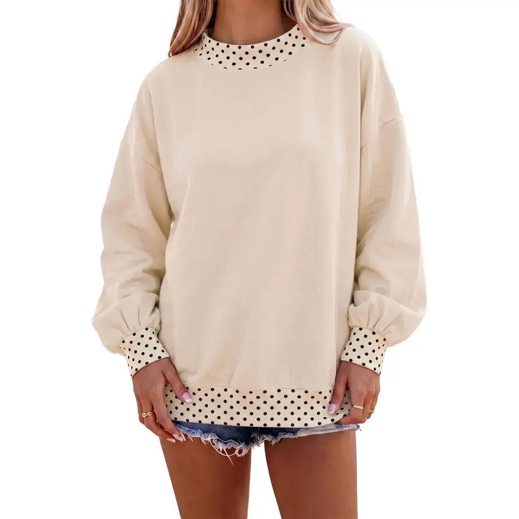 Jet Stream Colorblock Polka Dot Contrast Trim Oversized Sweatshirt - Image 2